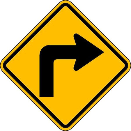 Right Turn Traffic Sign, 12 in Height, 12 in Width, Aluminum, Diamond, No Text