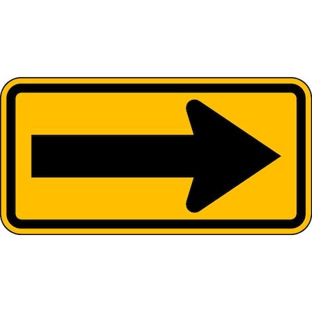 Arrow Traffic Sign, 12 in H, 24 in W, Aluminum, Horizontal Rectangle, No Text, W1-6-24DA