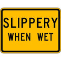 Slippery When Wet Traffic Sign, 18 in Height, 24 in Width, Aluminum, Horizontal Rectangle, English