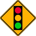 Stop Light Traffic Sign, 18 in W, 18 in H, Aluminum, Yellow
