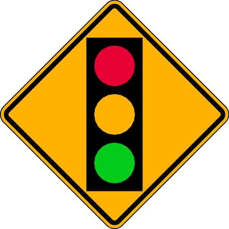 Stop Light Traffic Sign, 18 in W, 18 in H, Aluminum, Yellow