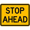 Stop Ahead Traffic Sign, 18 in H, 24 in W, Aluminum, Horizontal Rectangle, English, W3-1AP-24HA
