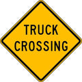 Truck Crossing Traffic Sign, 24 in H, 24 in W, Aluminum, Diamond, English, W11-10TC-24DA