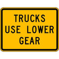 Trucks Use Lower Gear Traffic Sign, 18 in Height, 24 in Width, Aluminum, Horizontal Rectangle