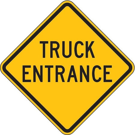 Truck Entrance Traffic Sign, 24 in H, 24 in W, Aluminum, Diamond, English, LW2-X12T-24HA