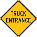 Truck Entrance Traffic Sign, 24 in H, 24 in W, Aluminum, Diamond, English, LW2-X12T-24DA