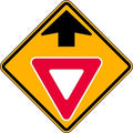 Yield Ahead Traffic Sign, 30 in Height, 30 in Width, Aluminum, Diamond, No Text