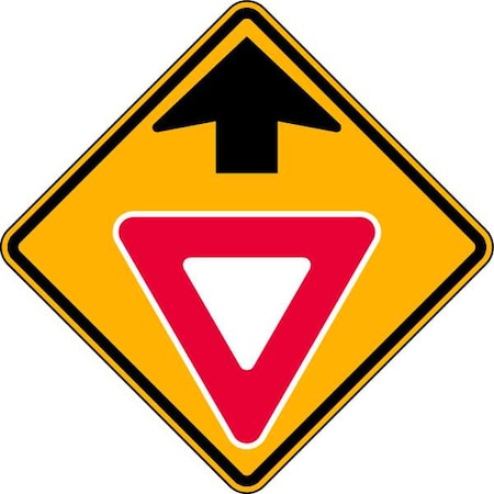 Yield Ahead Traffic Sign, 30 in Height, 30 in Width, Aluminum, Diamond, No Text