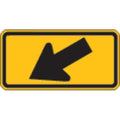 Left Downward Arrow Traffic Sign, 12 in Height, 24 in Width, Aluminum, Horizontal Rectangle
