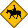 Horse Crossing Pictogram Traffic Sign, 24 in H, 24 in W, Aluminum, Diamond, No Text, W11-7-24DA