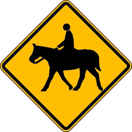 Horse Crossing Pictogram Traffic Sign, 24 in H, 24 in W, Aluminum, Diamond, No Text, W11-7-24DA