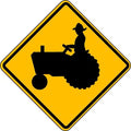 Farm Equipment Pictogram Traffic Sign, 24 in H, 24 in W, Aluminum, Diamond, No Text, W11-5-24DA