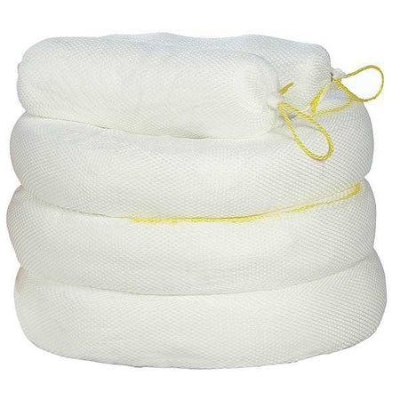 Sorbent Boom, 28 gal, 5 in x 10 ft, Oil, White, 4 PK