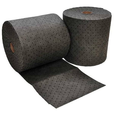 Sorbent Roll, 50 gal, 16 in x 150 ft, Universal, Gray, Polypropylene