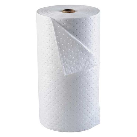 Sorbent Roll, 38 gal, 30 in x 150 ft, Oil, White, Polypropylene