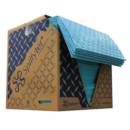 Sorbent Pad, 34 gal, 16 in x 18 in, Oil, Blue, Polypropylene