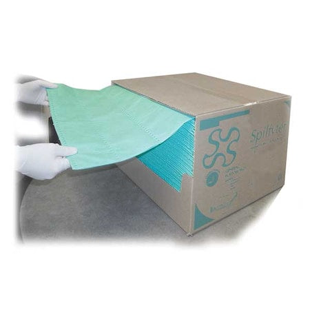 Sorbent Pad, 38 gal, 16 in x 18 in, Universal, Green, 200 PK