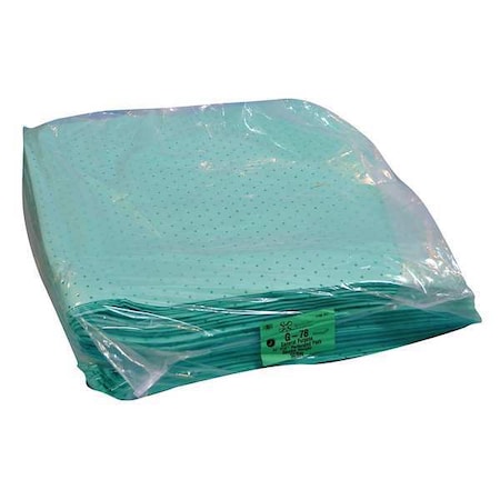 Sorbent Pad, 62 gal, 16 in x 36 in, Universal, Green, Polypropylene