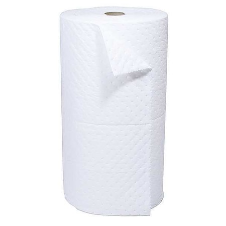 Sorbent Roll, 37 gal, 30 in x 150 ft, Oil, White, Polypropylene