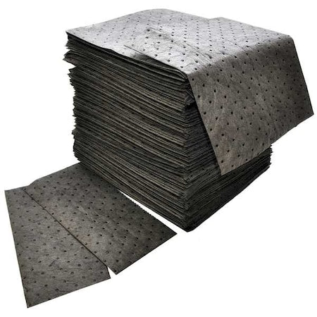Sorbent Pad, 32 gal, 16 in x 18 in, Universal, Gray, Polypropylene, 200PK