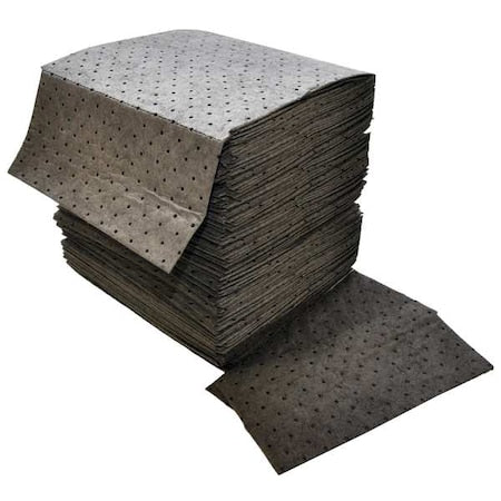 Sorbent Pad, 24 gal, 16 in x 18 in, Universal, Gray, 100 PK