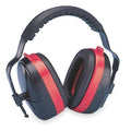 MaxiMuff Multi-Position Ear Muffs, Foldable, Dielectric, Passive Protection, NRR 28 dB, Black/Red