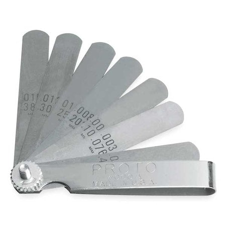 Feeler Gauge Set, 9 Blades, 3 1/16 In