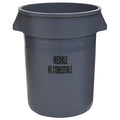 BRUTE 32 gal Round Heavy Duty Plastic Can, Gray, None, Plastic, Not Applicable