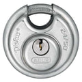 Padlock, Keyed Alike, Partially Hidden Shackle, Disc Stainless Steel Body, Stainless Steel Shackle