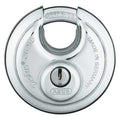 Padlock, Keyed Different, Partially Hidden Shackle, Disc Stainless Steel Body, Steel Shackle