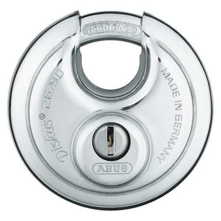 Padlock, Keyed Different, Partially Hidden Shackle, Disc Stainless Steel Body, Steel Shackle