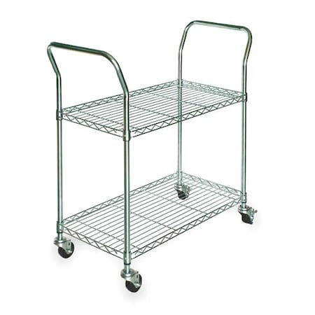 Wire Cart, 2 Shelf, 41x18x39 zinc, In.