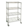 Wire Cart, 4 Shelf, Chrome, 60x18x67 In.