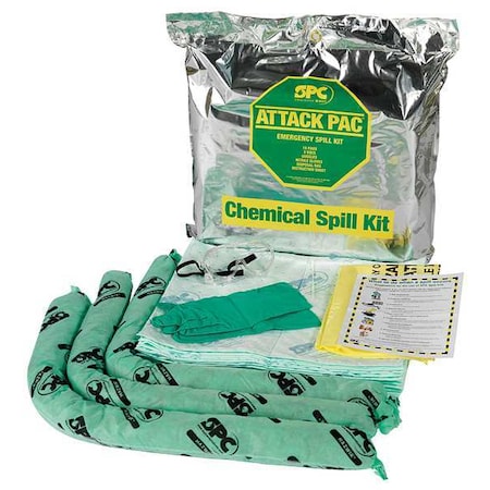 Spill Kit, 7 gal Volume Absorbed per Kit, Bag, Silver