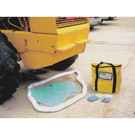 Spill Kit, 10 gal Volume Absorbed per Kit, 10 gal Capacity, Bag, Yellow, 32