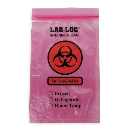 Specimen Transfer Bag, 9 In. L, PK1000, Color: Red