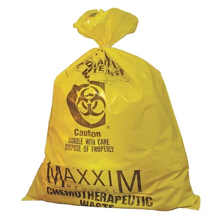 Chemo Waste Bags, 14 gal., Yellow, PK100