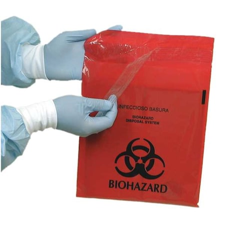 Biohazard Bags, 1 gal., Red, PK100