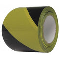 Floor Marking Tape, vinyl, Striped, Black, Yellow, 3 in W., 8 mil Thickness