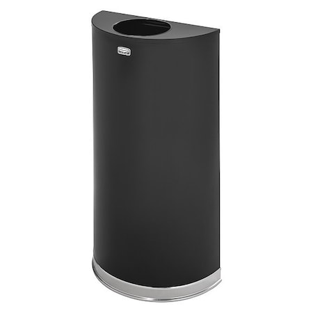 Half Round 12 gal Half-Round Indoor Metal Can, Black, None, Steel, Not Applicable