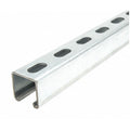 Single Channel Strut, Slotted, Steel, Galvanized, 9/16 in x 1-1/8 in Hole Size, Silver