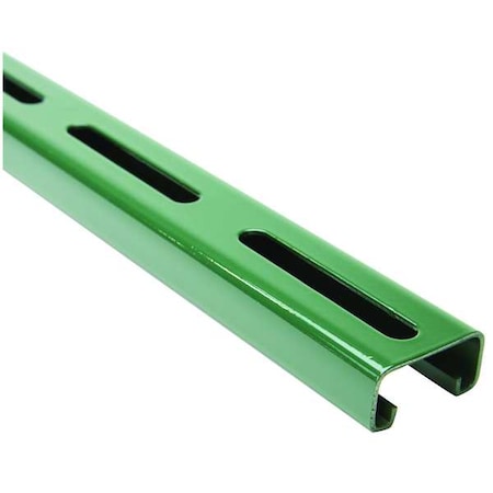 Single Channel Strut, Slotted, Steel, Painted, 13/32 in x 3 in Hole Size, Green