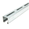 Single Channel Strut, Slotted, Steel, Galvanized, 13/32 in x 3 in Hole Size, Silver