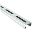 Single Channel Strut, Slotted, Steel, Galvanized, 13/32 in x 3 in Hole Size, Silver