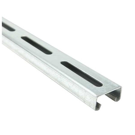 Single Channel Strut, Slotted, Steel, Galvanized, 13/32 in x 3 in Hole Size, Silver