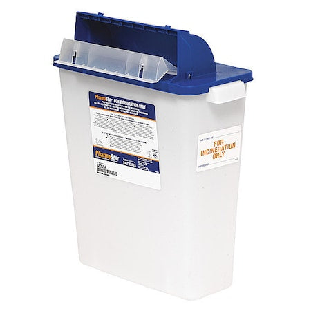 Sharps Container, 3 Gal., Hinged Lid, PK5