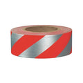 Flagging Tape, No Legend, Red/Silver, 1 3/16 in Wide x 300 ft Length, Vinyl, 2 mil