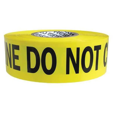 Barricade Tape, Fire Line Do Not Cross, Yellow, 3 in Wide x 1, 000 ft Length, Polyethylene, 3 mil