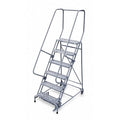90 in H Steel Rolling Ladder, 6 Steps, 450 lb Load Capacity