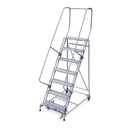 100 in H Steel Rolling Ladder, 7 Steps, 450 lb Load Capacity
